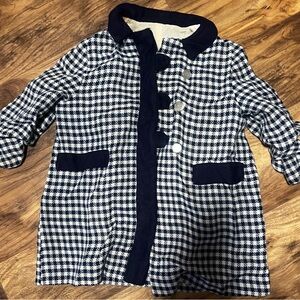 Vintage 1950’s - 1960’s Kids Navy and White Houndstooth Coat